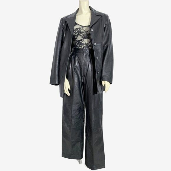 Vintage Black Leather Trouser Pants / Made in Canada / size Small - Picture 1 of 5